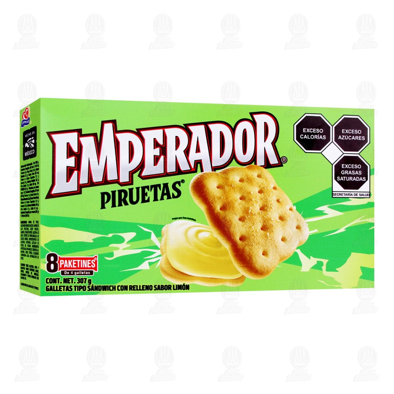 Galletas Emperador Piruetas Sabor Lim&oacute;n, 307 gr.