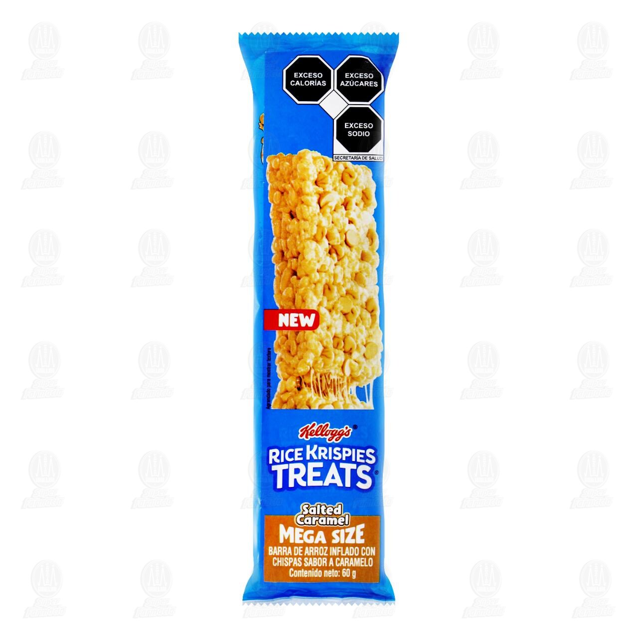 Barra Kellogg's Rice Krispies Treats de Arroz Inflado con Chispas Sabor a Caramelo Salado, 60 gr.