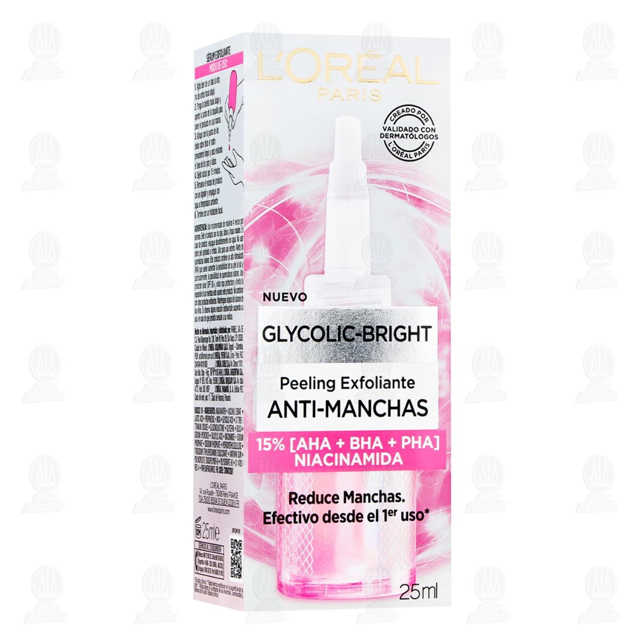 Peeling Exfoliante L'Or&eacute;al Paris Glycolic-Bright Anti-Manchas, 25 ml.