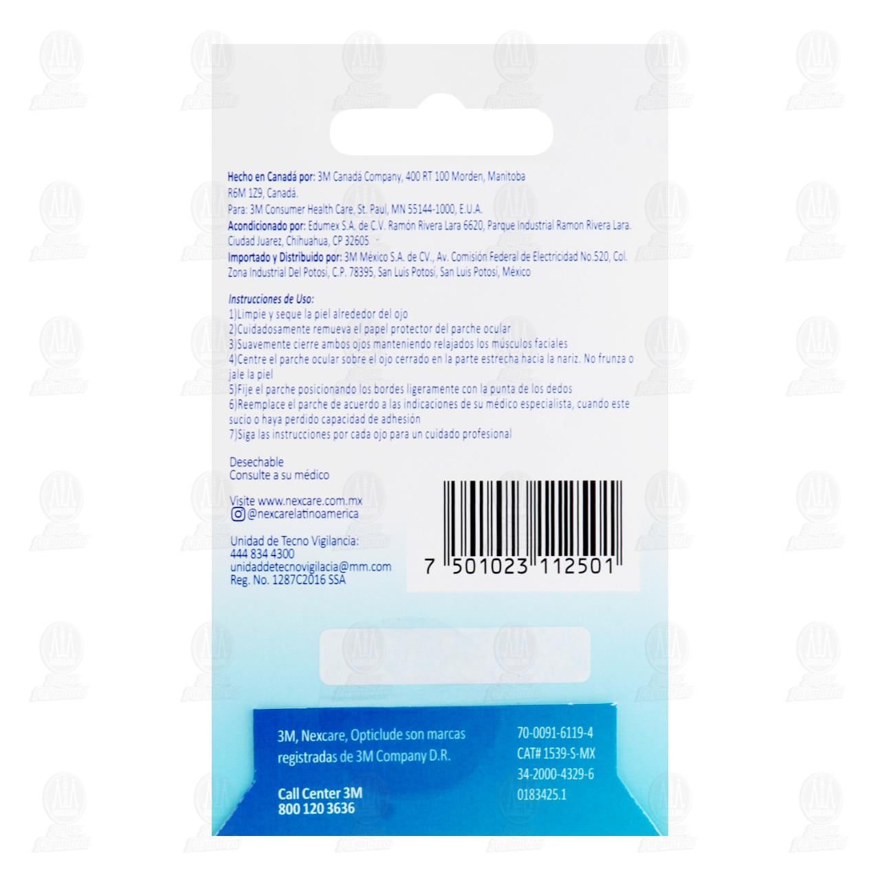 3M Nexcare Opticlude Parche Ocular para Adulto 81 mm x 55.5 mm, 2 pzas. image number 1