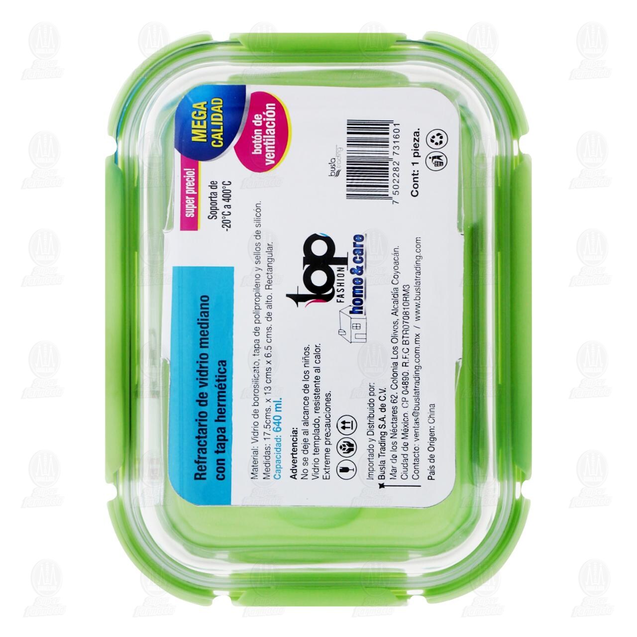 Refractario de Vidrio Top Fashion Home & Care Mediano con Tapa Hermética, 1 pz. image number 1