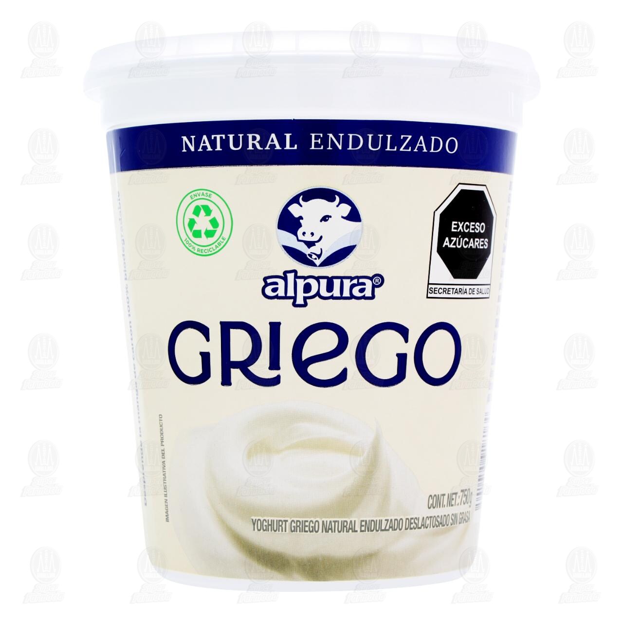 Yoghurt Alpura Griego Natural Endulzado Sin Grasa, 750 gr. image number 1