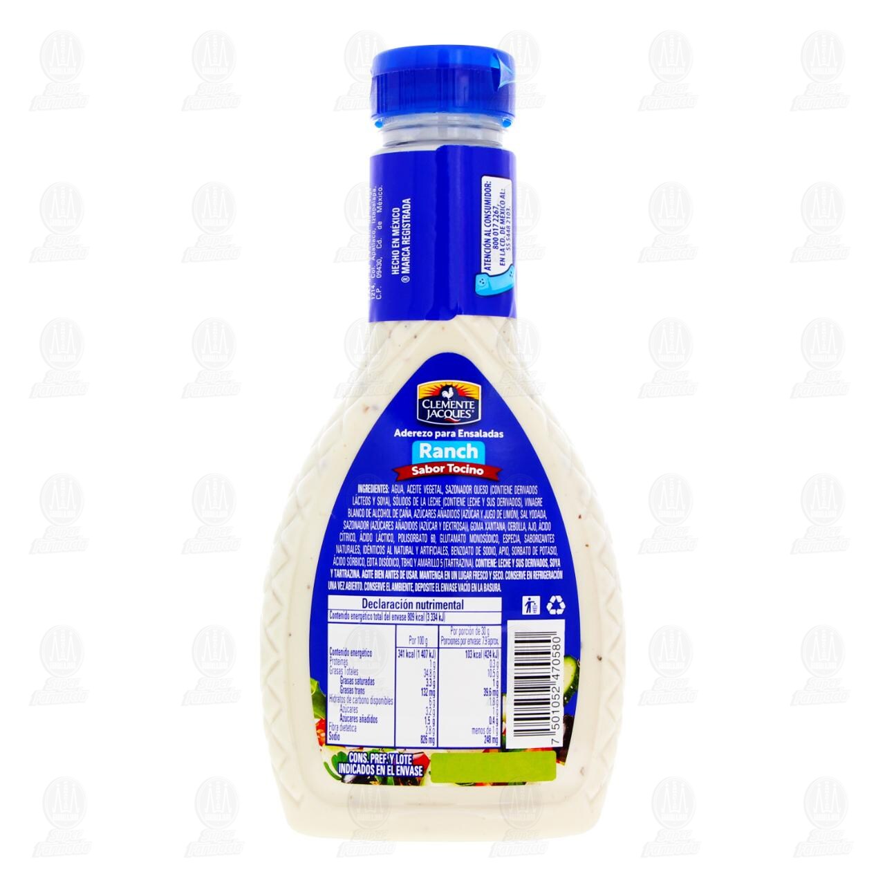 Aderezo Clemente Jacques Ranch Sabor Tocino, 237 gr. image number 2
