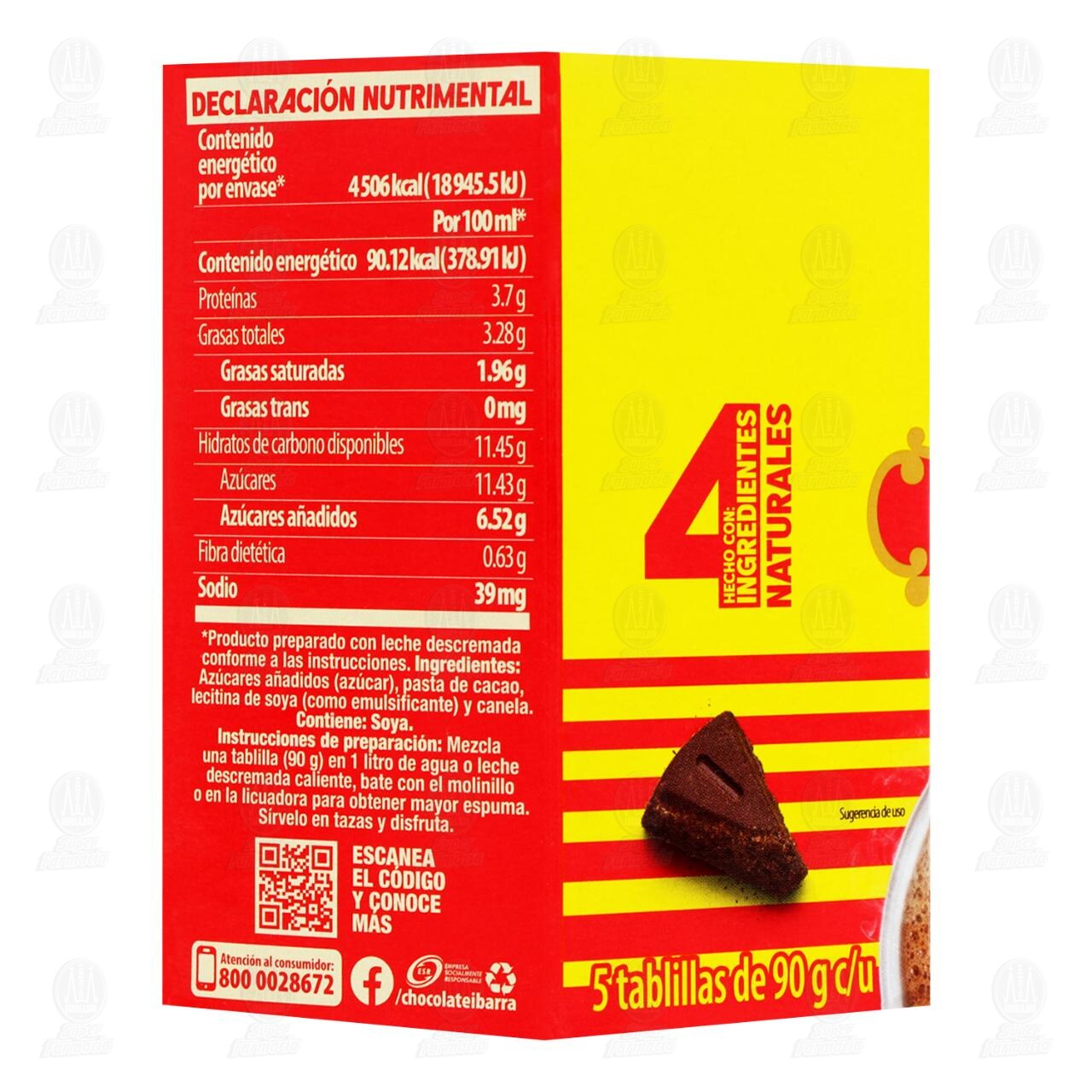 Chocolate Ibarra en Tablilla, 450 gr. image number 4