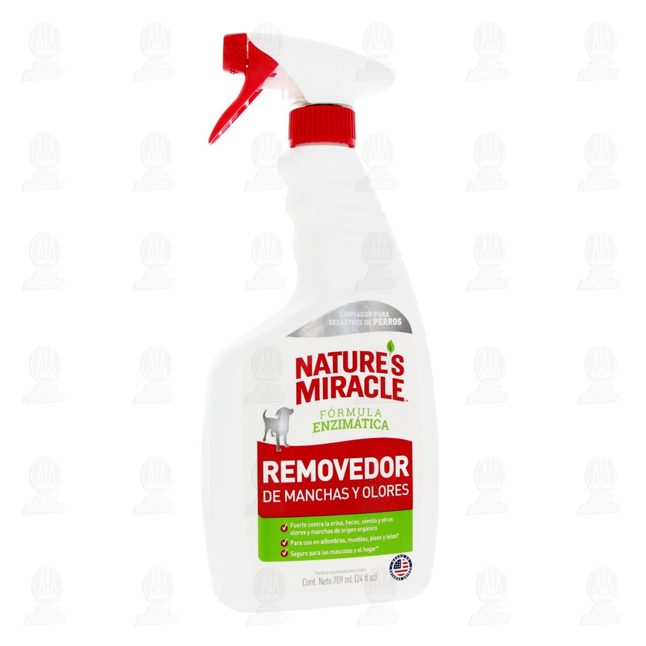 Removedor de Manchas y Olores de Perros Nature's Miracle F&oacute;rmula Enzim&aacute;tica, 709 ml.