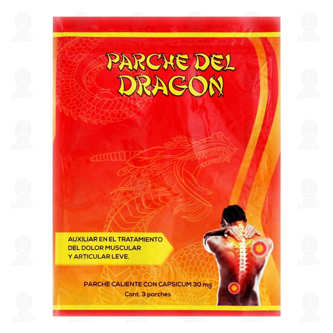 Parche del Drag&oacute;n Caliente con Capsicum 30 mg, 3 Parches.