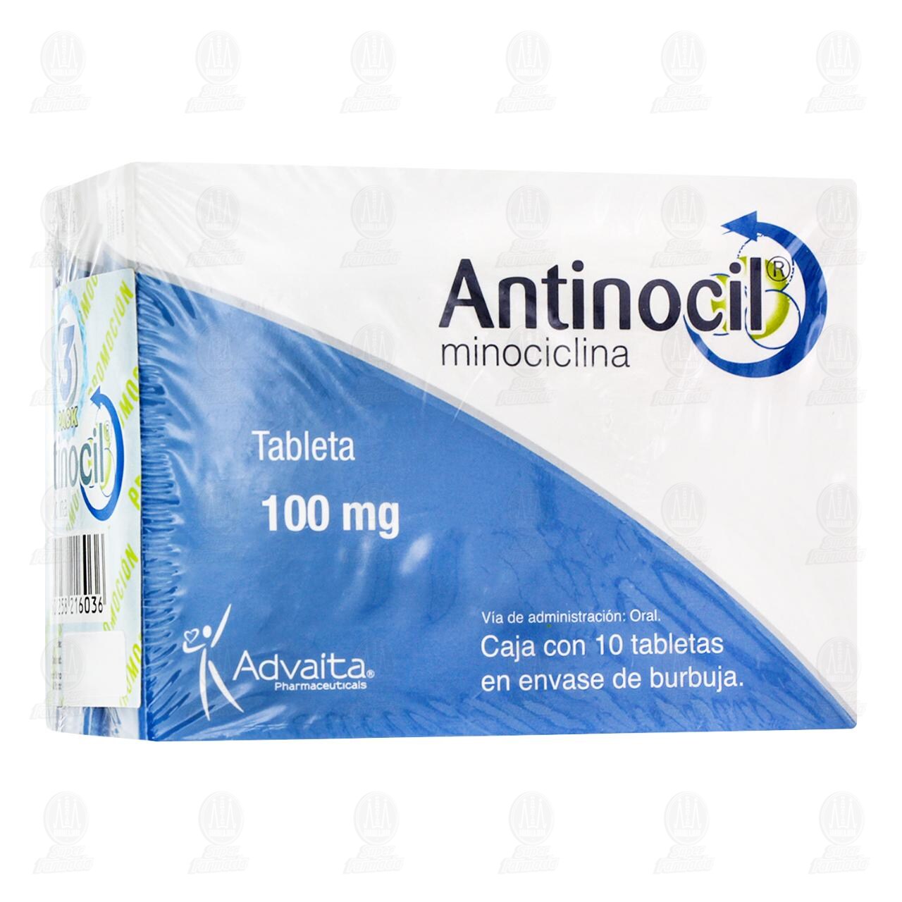 Pack Antinocil 100 mg, 30 Tabletas. image number 0