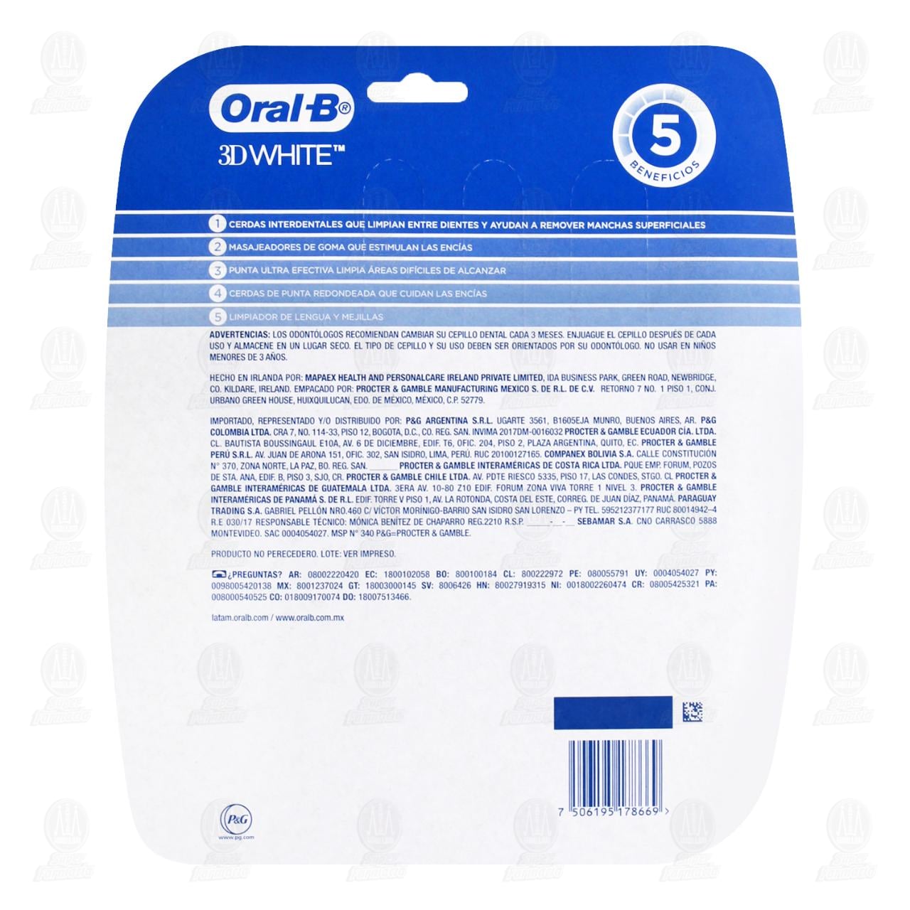 Pack Familia Cepillo de Dientes Oral-B Medio Radiant Advanced, 5 pzas. image number 1