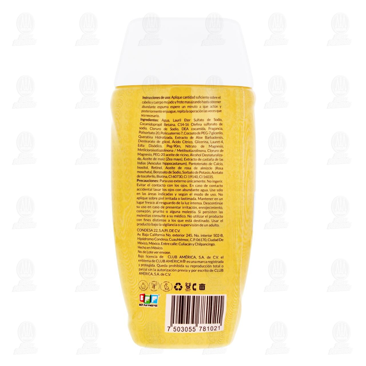 Shampoo, Acondicionador y Jab&oacute;n L&iacute;quido Infantil Club Am&eacute;rica 3 en 1, 250 ml. image number 2