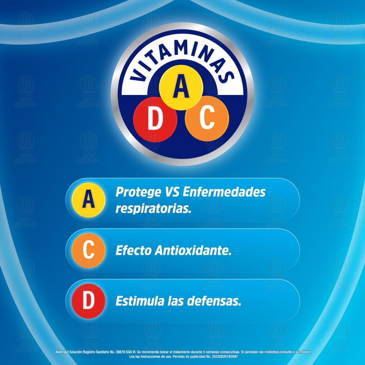 Pack Aderogyl con Vitaminas A, C y D Fortalece el Sistema Inmune, 9 ampolletas con 3 ml c/u. image number 2