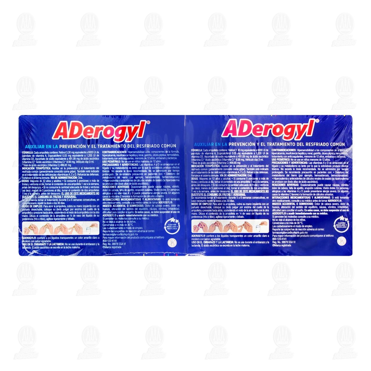 Pack Aderogyl con Vitaminas A, C y D Fortalece el Sistema Inmune, 9 ampolletas con 3 ml c/u. image number 2