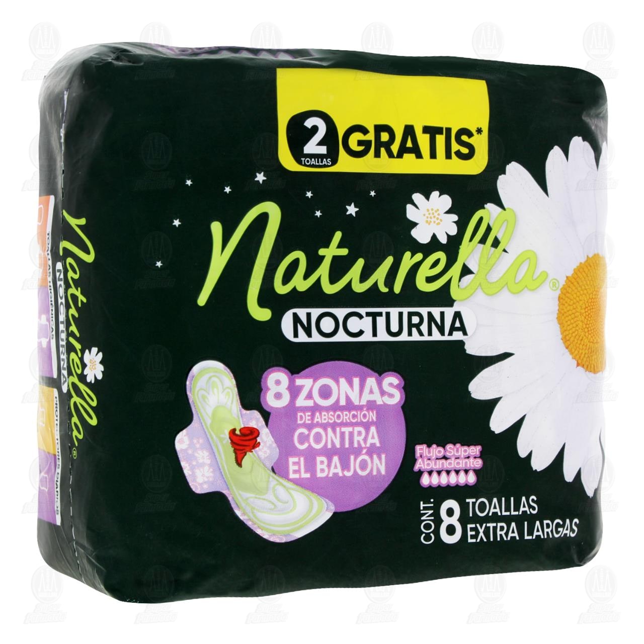 Toallas Femeninas Naturella Nocturna Extra Largas, 8 pzas. image number 0