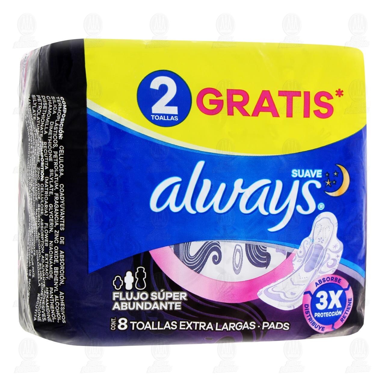 Toallas Femeninas Always Suave Nocturna Extra Largas, 8 pzas. image number 0