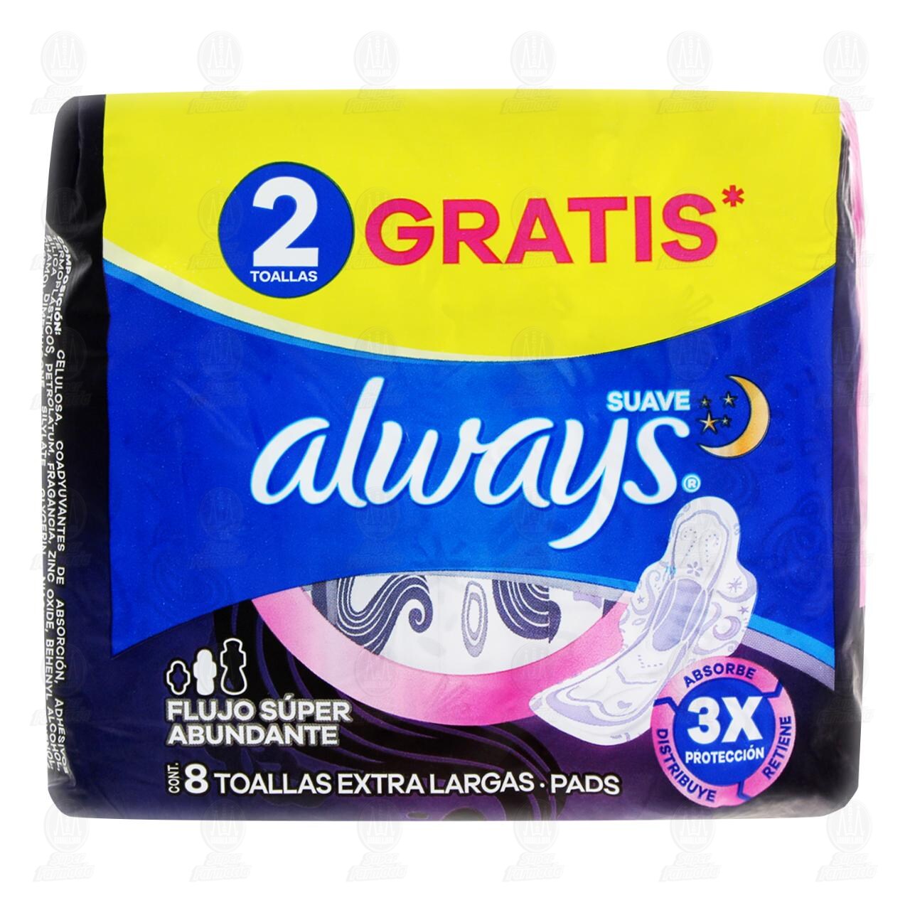 Toallas Femeninas Always Suave Nocturna Extra Largas, 8 pzas. image number 1