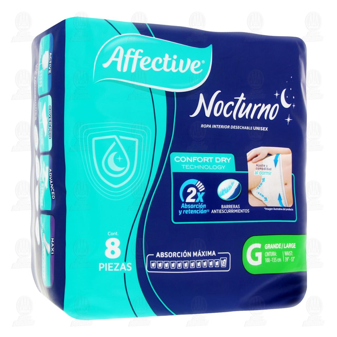 Affective Nocturno Ropa Interior Desechable Unisex Talla Grande, 8 pzas.