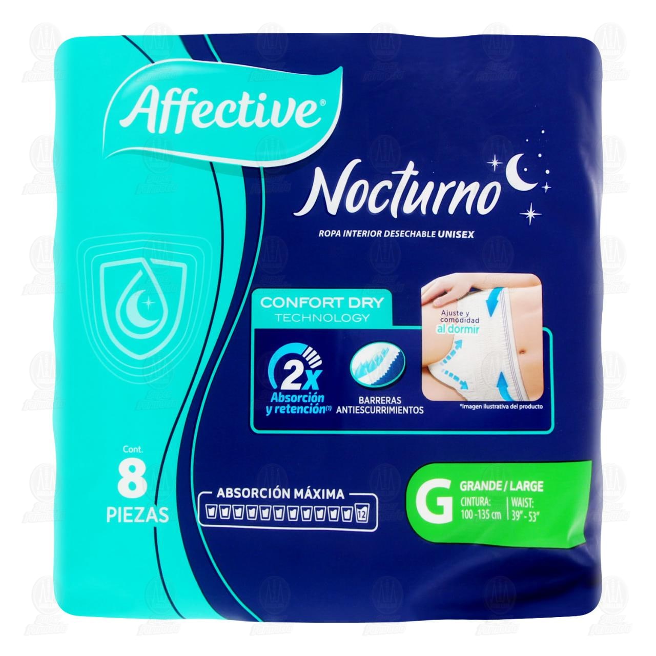 Affective Nocturno Ropa Interior Desechable Unisex Talla Grande, 8 pzas. image number 1