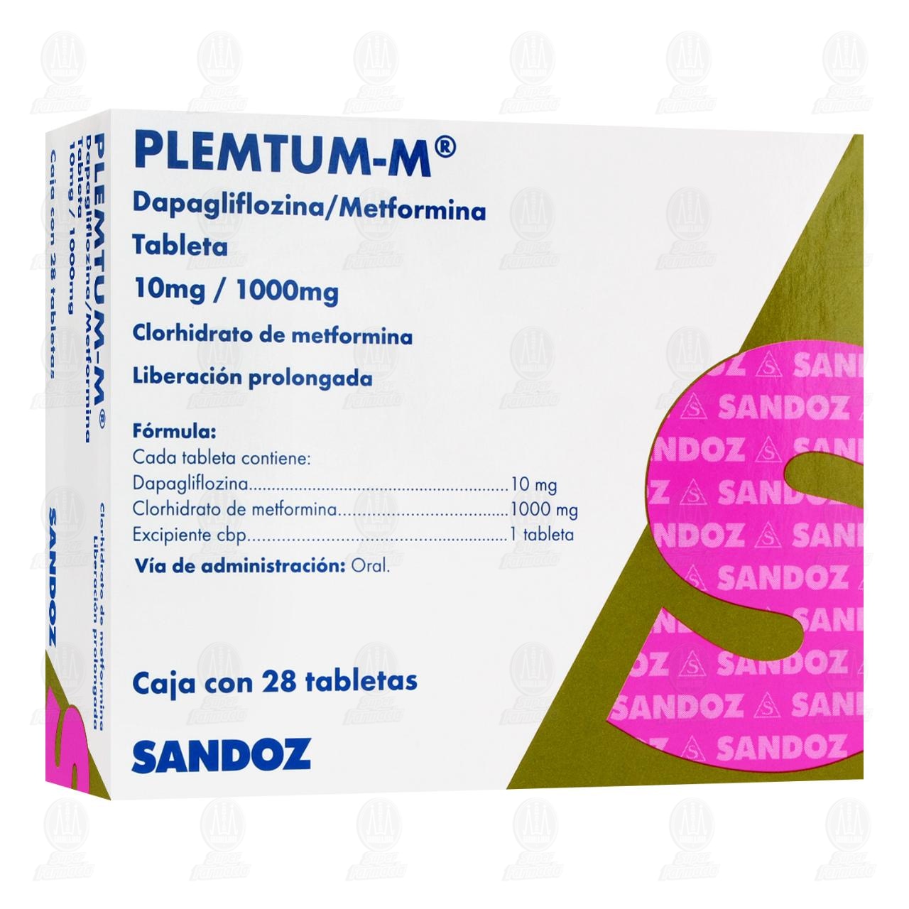 Plemtum-M 10mg/1000mg, 28 Tabletas. image number 0