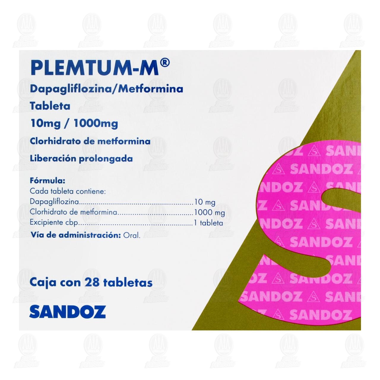 Plemtum-M 10mg/1000mg, 28 Tabletas. image number 1