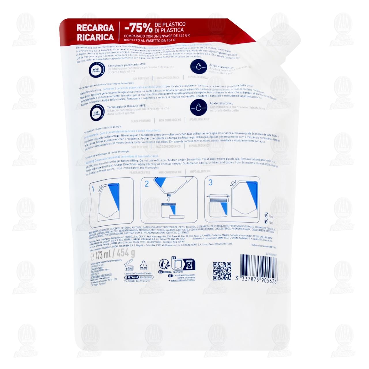 CeraVe Crema Hidratante Recarga, 454 gr. image number 1