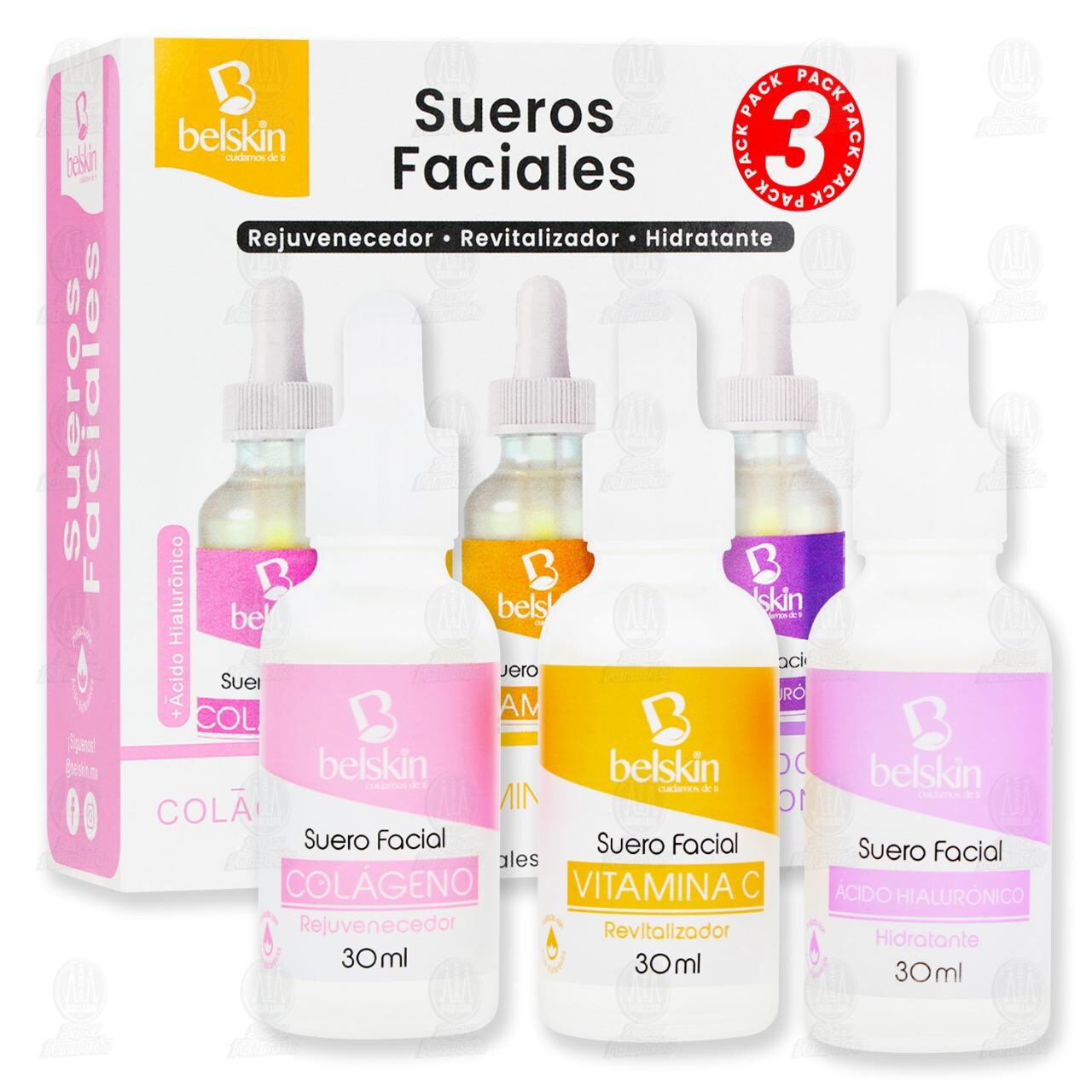 Pack Sueros Faciales Belskin Col&aacute;geno + Vitamina C + &Aacute;cido Hialur&oacute;nico, 3 pzas. image number 3