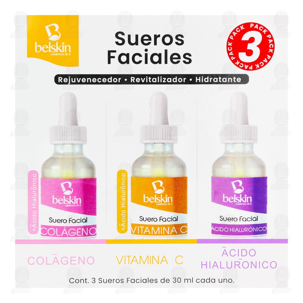 Pack Sueros Faciales Belskin Col&aacute;geno + Vitamina C + &Aacute;cido Hialur&oacute;nico, 3 pzas. image number 1