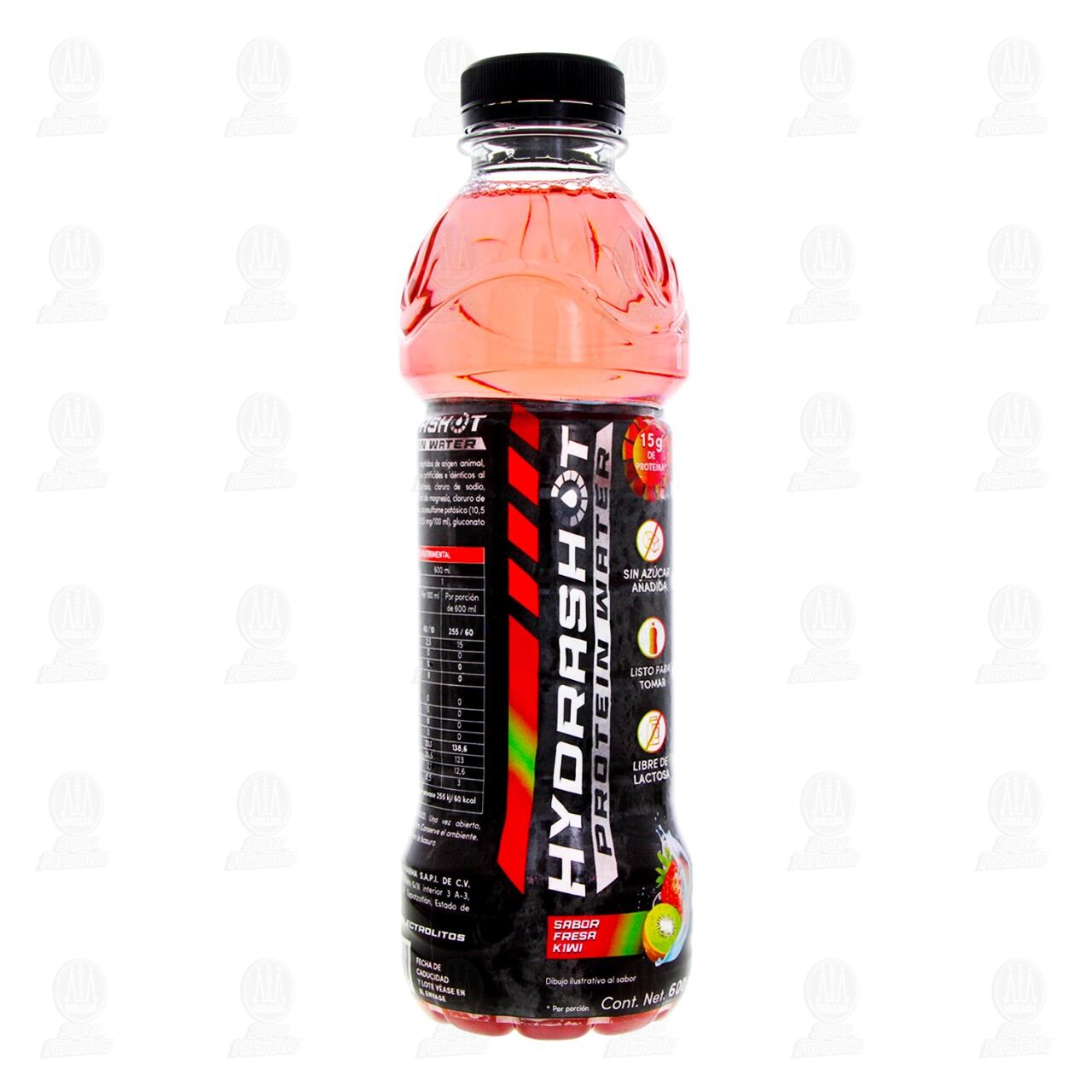 Bebida Hydrashot Protein Water Sabor Fresa Kiwi, 600 ml.