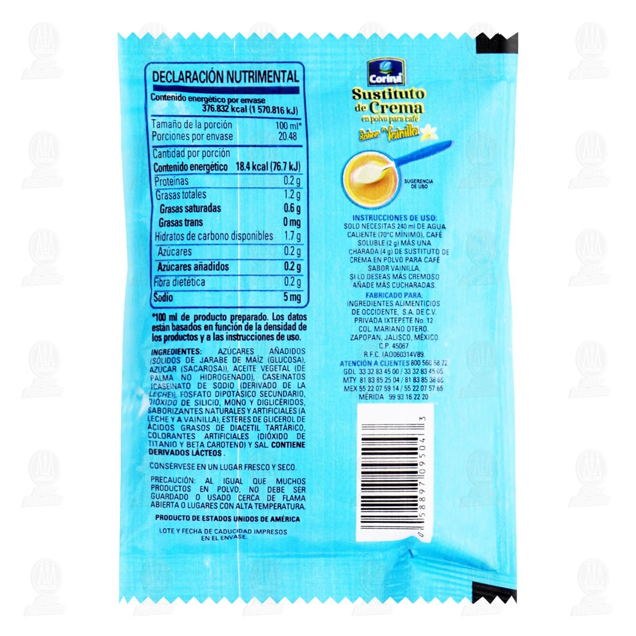 Sustituto de Crema Corina en Polvo para Caf&eacute; Sabor Vainilla, 34 gr. image number 1