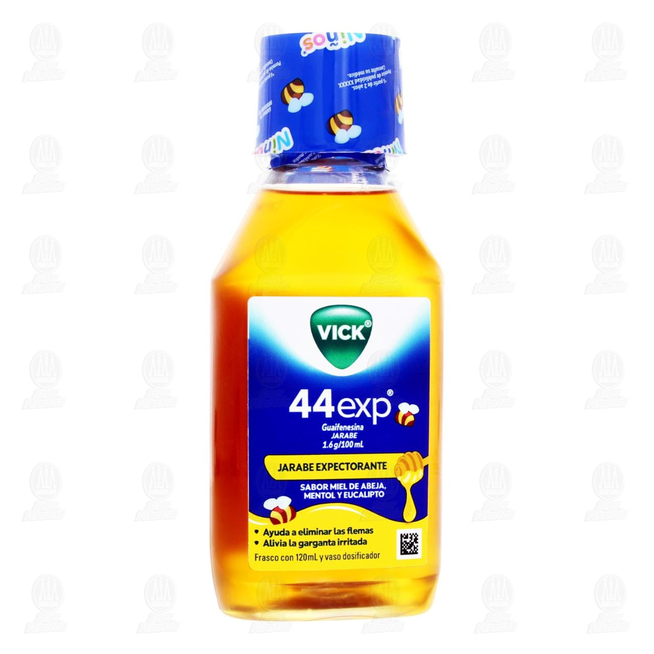 Vick 44 Exp Jarabe Sabor a Miel de Abeja, Mentol y Eucalipto, 120 ml.
