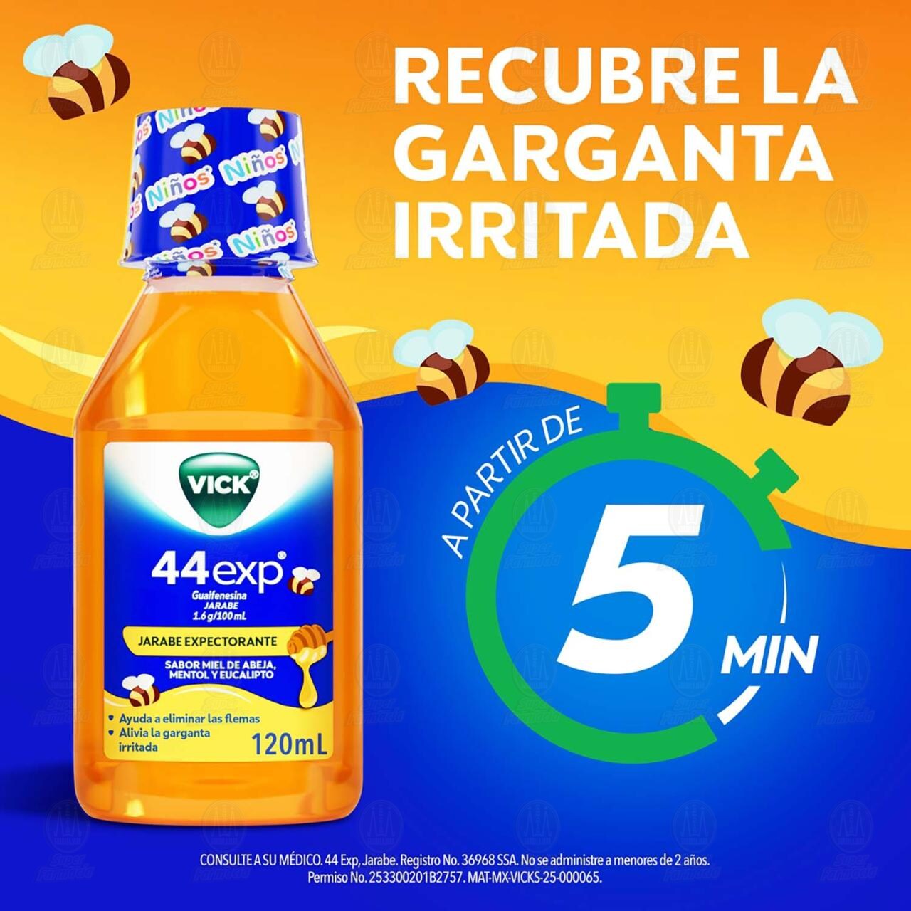 Vick 44 Exp Jarabe Sabor a Miel de Abeja, Mentol y Eucalipto, 120 ml. image number 3
