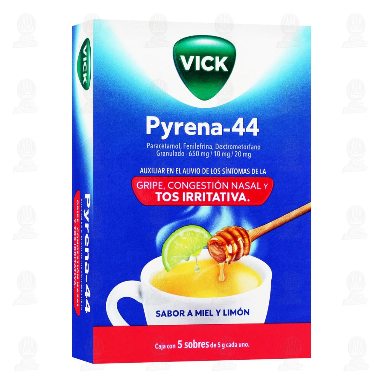 Vick Pyrena 44 Sabor Miel y Lim&oacute;n, 5 sobres. image number 0