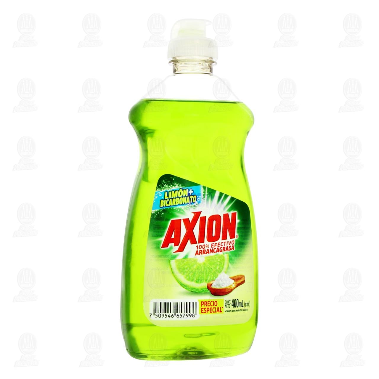 Lavatrastes Axion L&iacute;quido Lim&oacute;n m&aacute;s Bicarbonato, 400 ml.
