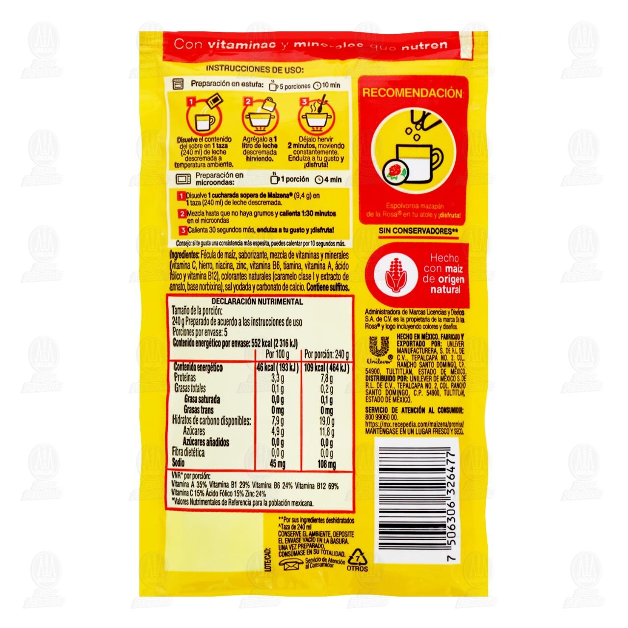 Atole Maizena Sabor Mazap&aacute;n, 47 gr. image number 1