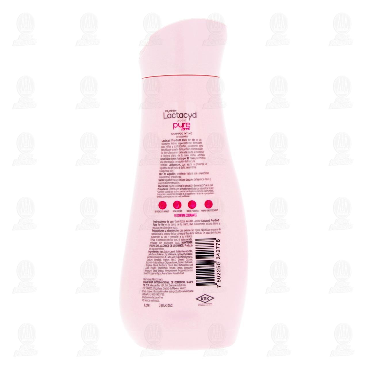 Shampoo &Iacute;ntimo Lactacyd Pro-Bio Pure For Me, 200 ml. image number 2
