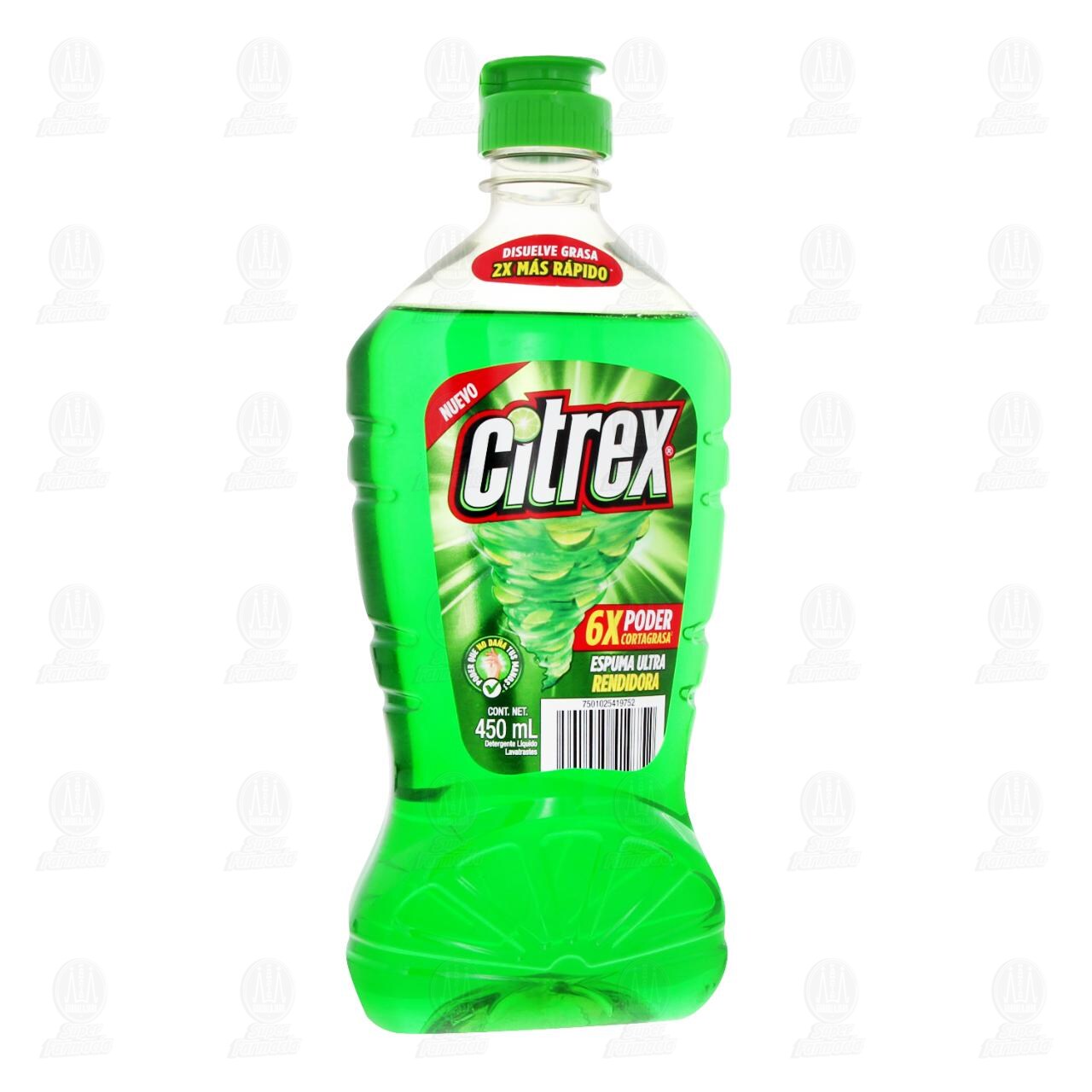 Lavatrastes L&iacute;quido Citrex Espuma Ultra Rendidora, 450 ml.