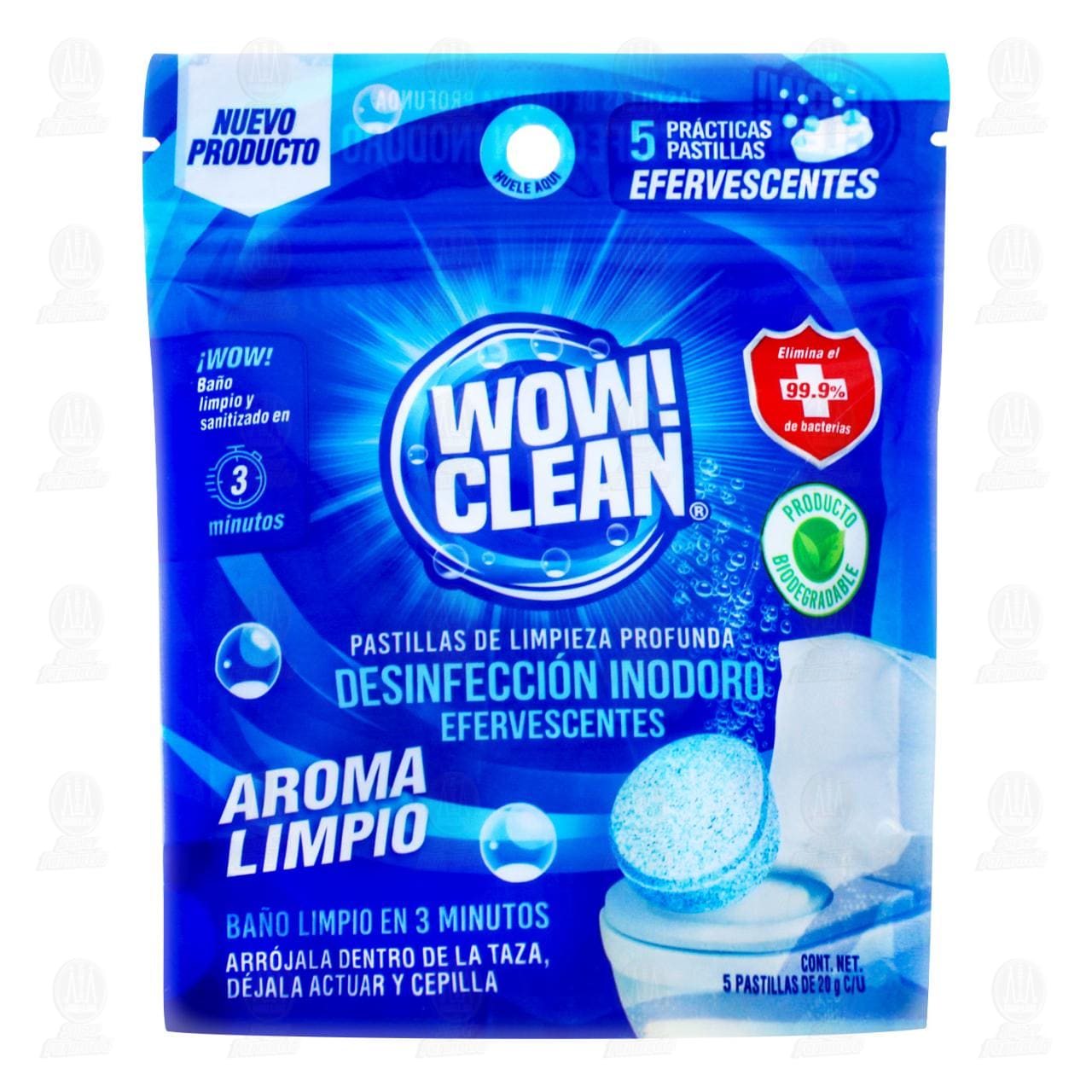 Imagen para Pastillas de Limpieza Inodoro Wow! Clean Aroma Limpio, 5 pzas.