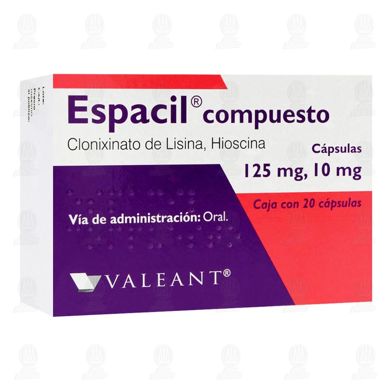 Espacil Compuesto 125mg/10mg, 20 C&aacute;psulas. image number 0