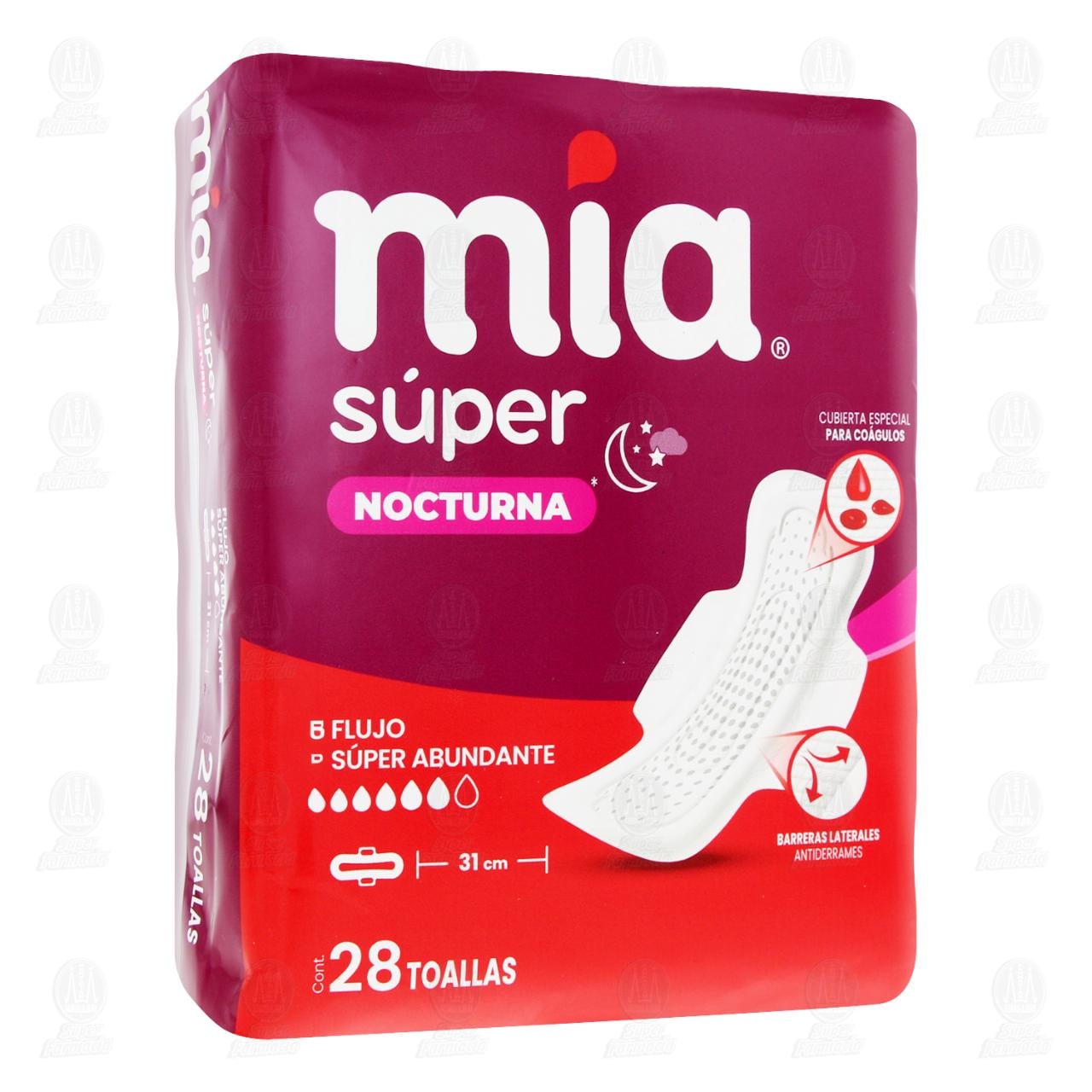 M&iacute;a Toalla Femenina S&uacute;per Nocturna, 28 pzas.