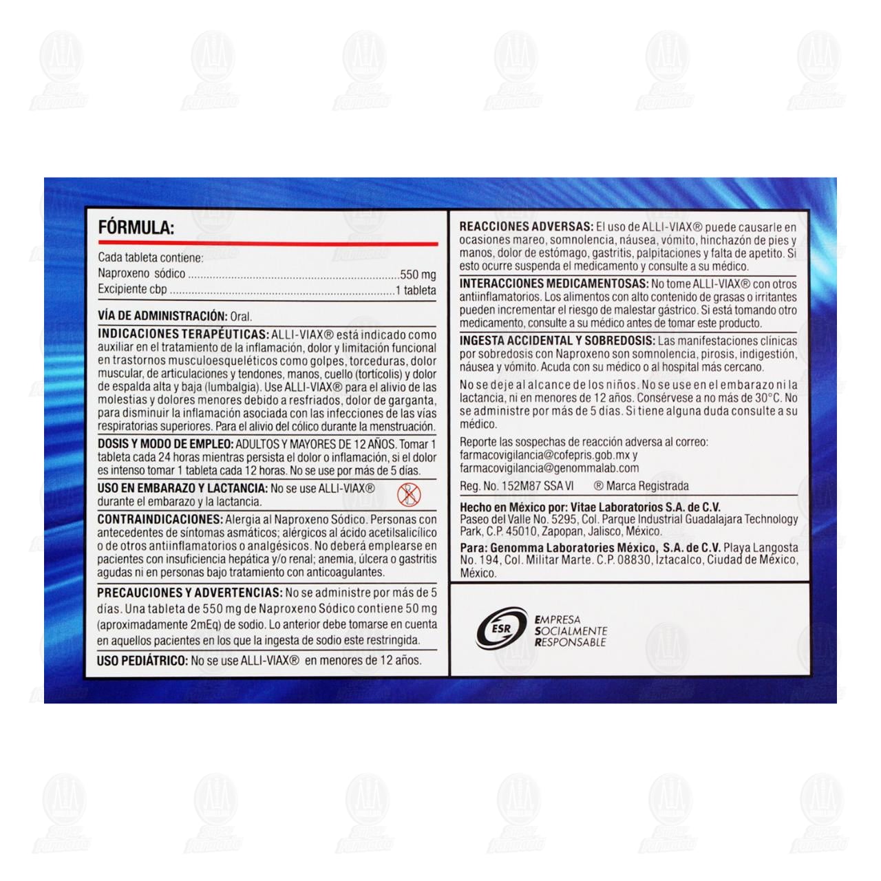 Alliviax 550 mg, 6 Tabletas. image number 2