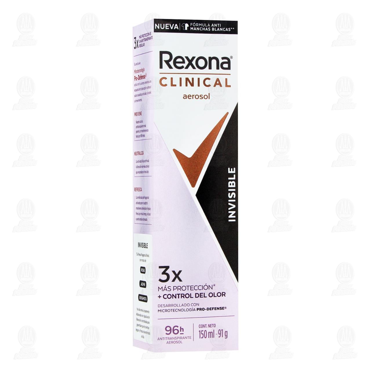 Antitranspirante Rexona Clinical Invisible en Aerosol, 150 ml.