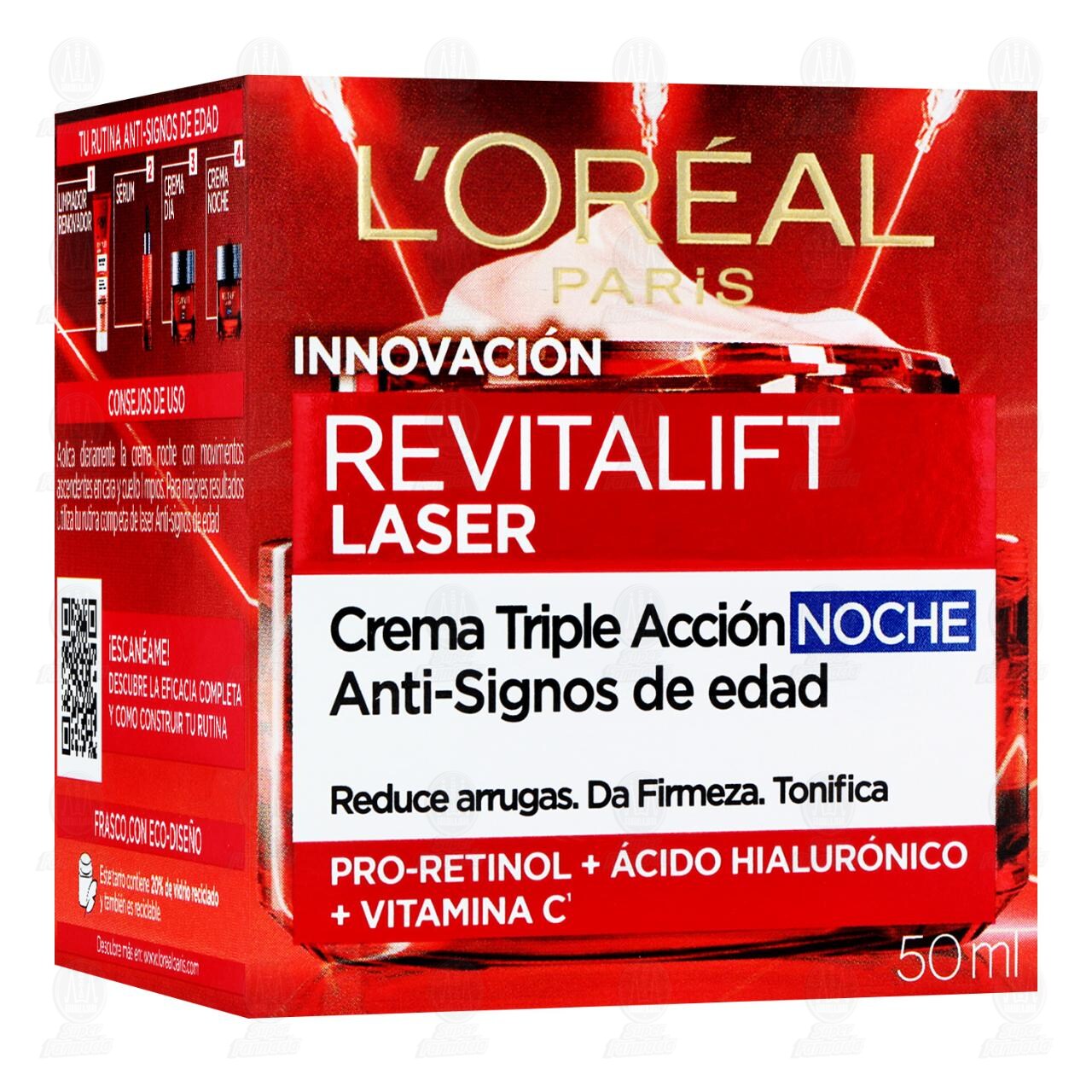 Crema L'Or&eacute;al Revitalift Laser Triple Acci&oacute;n Noche, 50 ml. image number 0