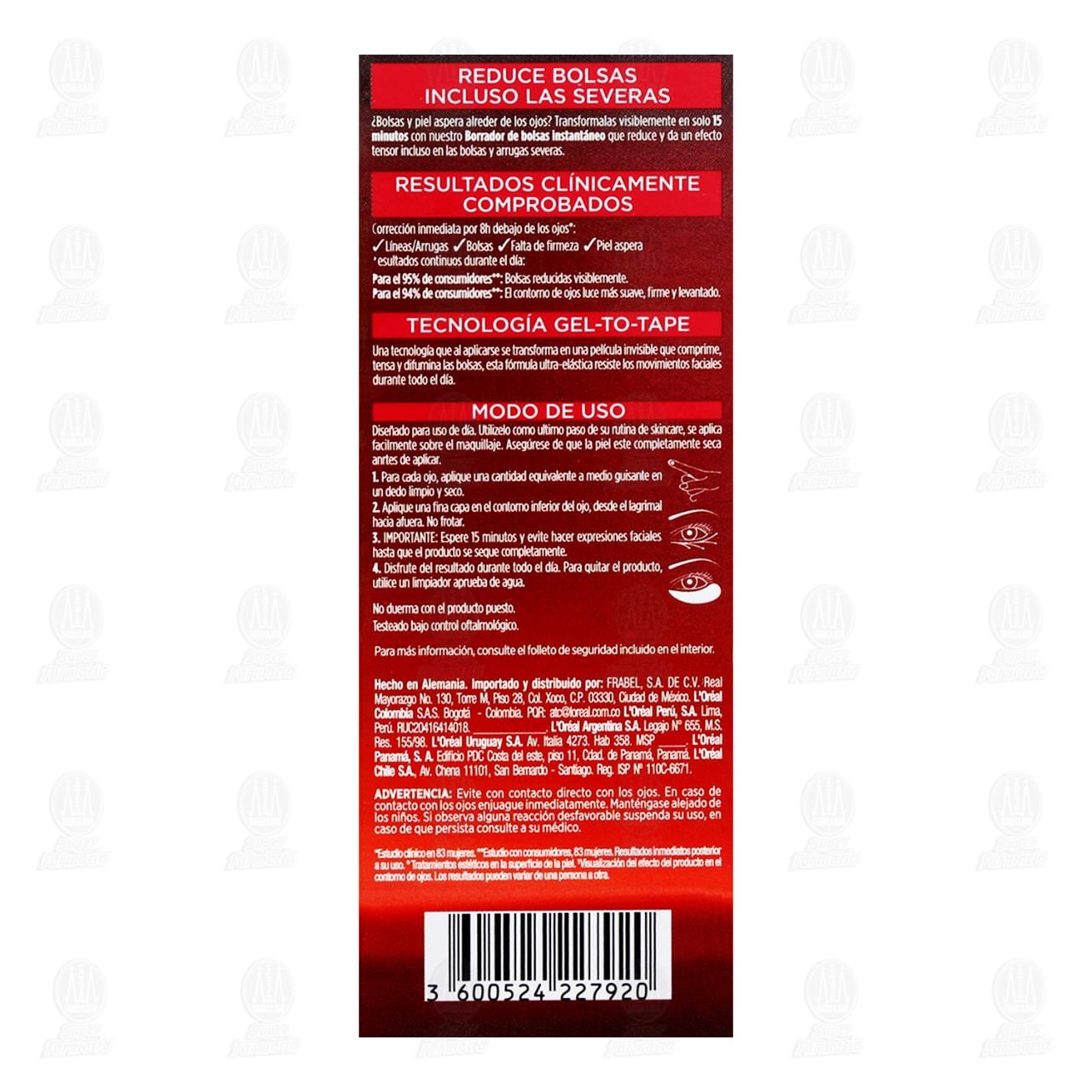 Borrador de Bolsas L'Or&eacute;al Revitalift Laser Instant&aacute;neo, 15 ml. image number 2