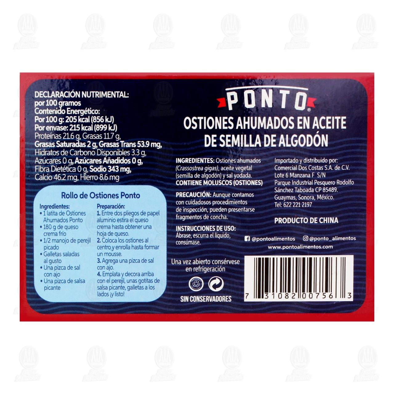 Ostiones Ponto Ahumados en Aceite, 105 gr. image number 2