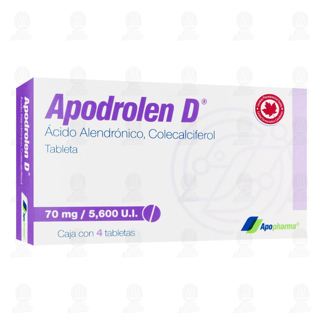 Apodrolen D 70mg/5600UI, 4 Tabletas. image number 0