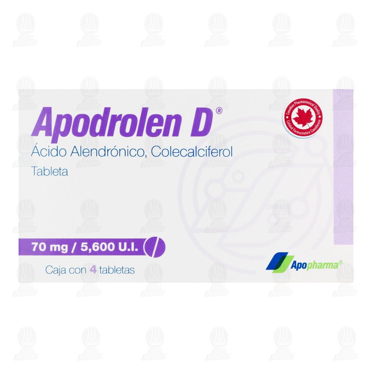 Apodrolen D 70mg/5600UI, 4 Tabletas. image number 1