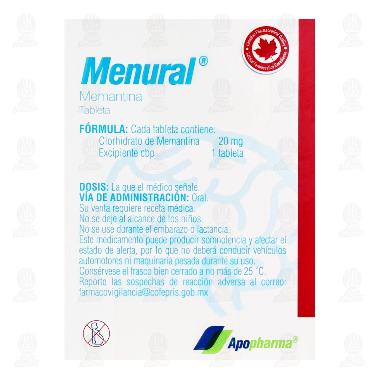 Menural 20 mg, 28 Tabletas. image number 2