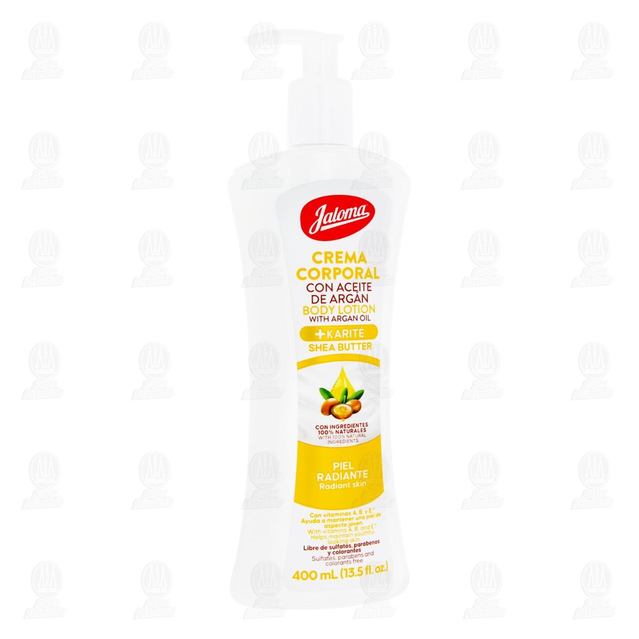 Crema Corporal Jaloma con Aceite de Arg&aacute;n + Karit&eacute;, 400 ml.