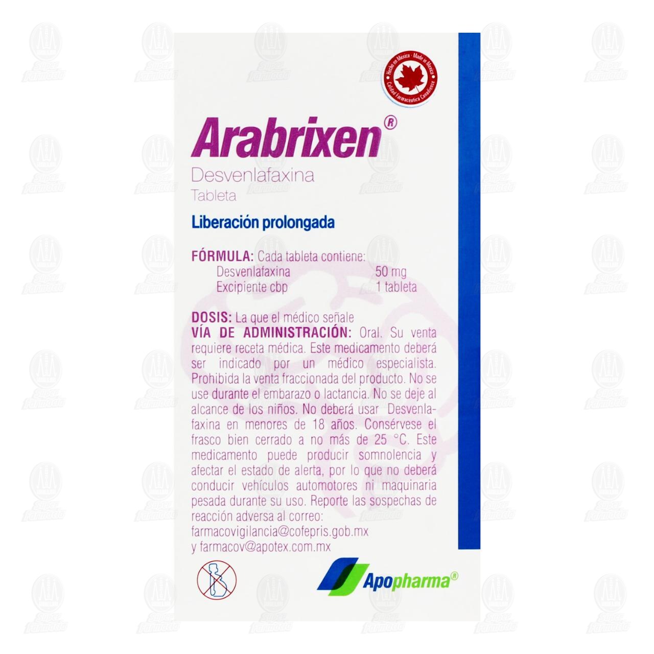 Arabrixen 50 mg, 30 Tabletas. image number 2