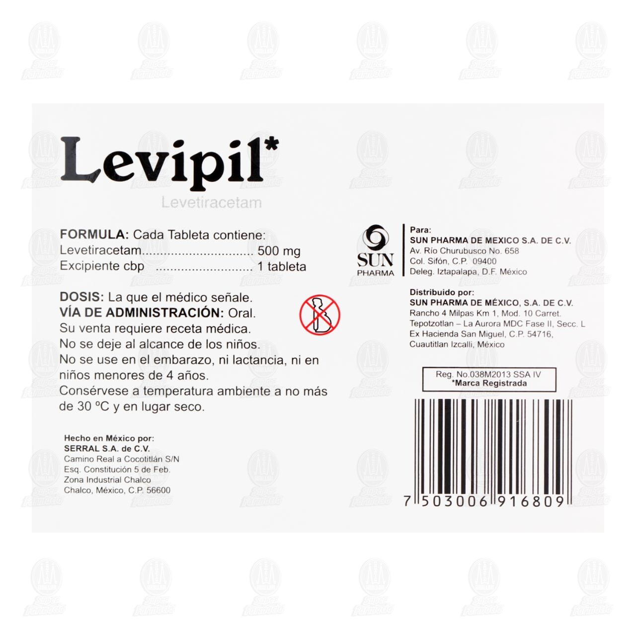 Levipil 500 mg, 60 Tabletas. image number 2