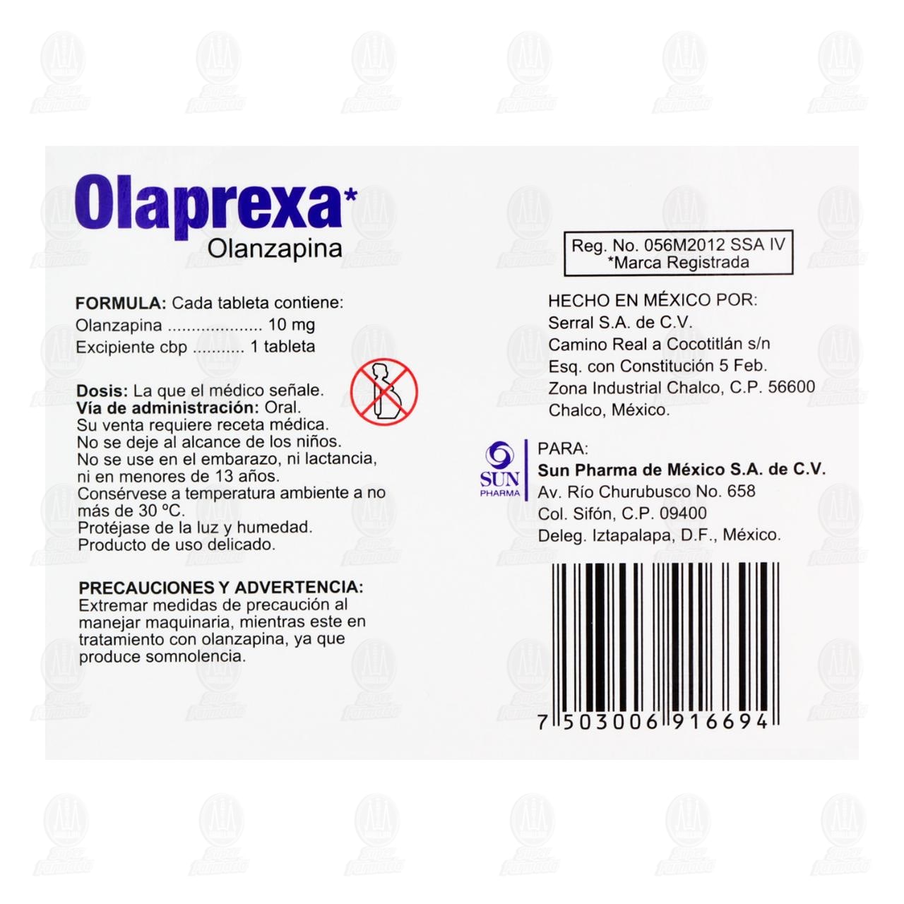 Olaprexa 10 mg, 14 Tabletas. image number 2