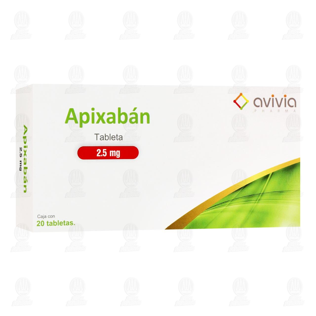 Apixab&aacute;n 2.5 mg, 20 Tabletas.
